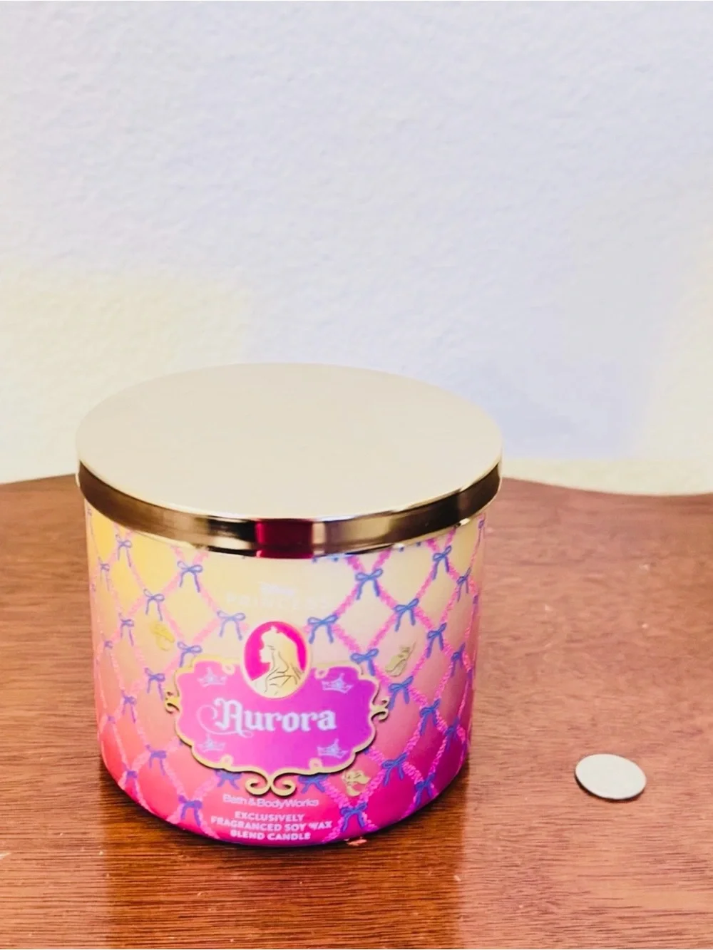Bath & Body Works Aurora Decorative Pink and Gold Jar Candle